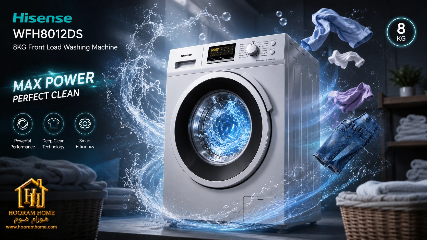 ماشین لباسشویی هایسنس اتوماتیک «WFH8012DS»