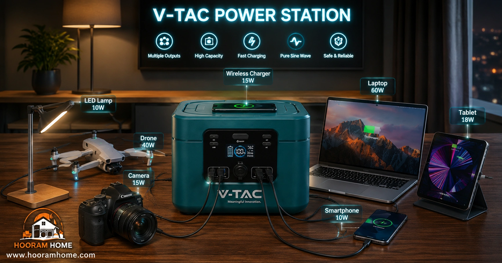 پاور استیشن قابل حمل ۱۰۰۰وات V-TAC(وی تک)