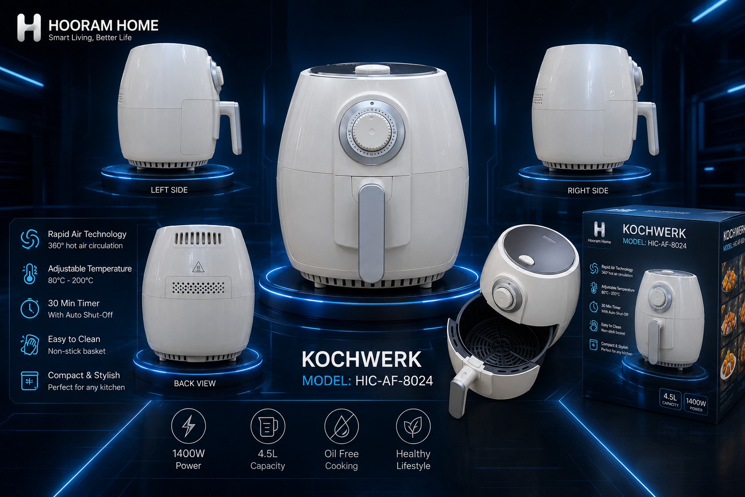 سرخ کن رژیمی Kochwerk «مدل:HIC-AF-8024»