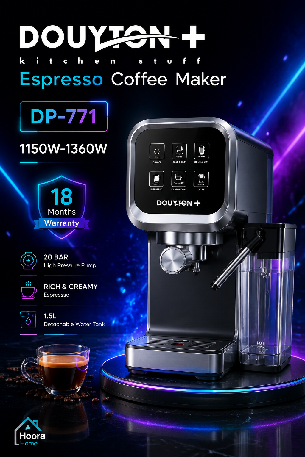 76c2c678-a9de-4b25-bb88-5f9ca73034cf اسپرسوساز دایتون پلاس+DOUYTON مدل:DP-771