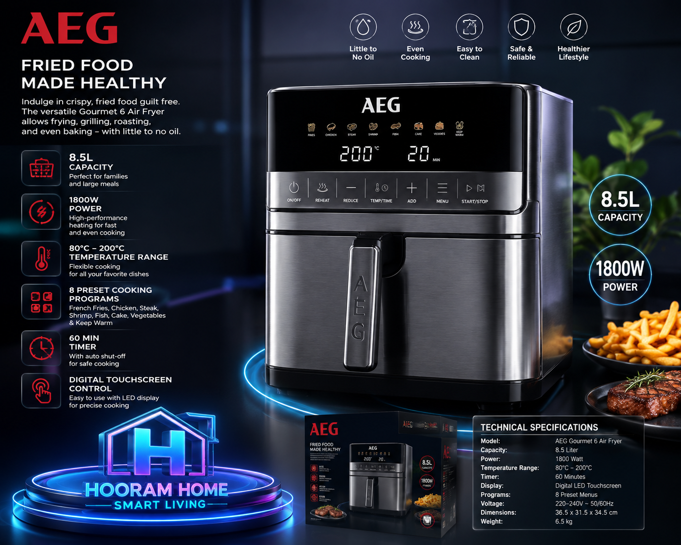 سرخ کن رژیمی AEG «مدل:AF6-1-6ST»