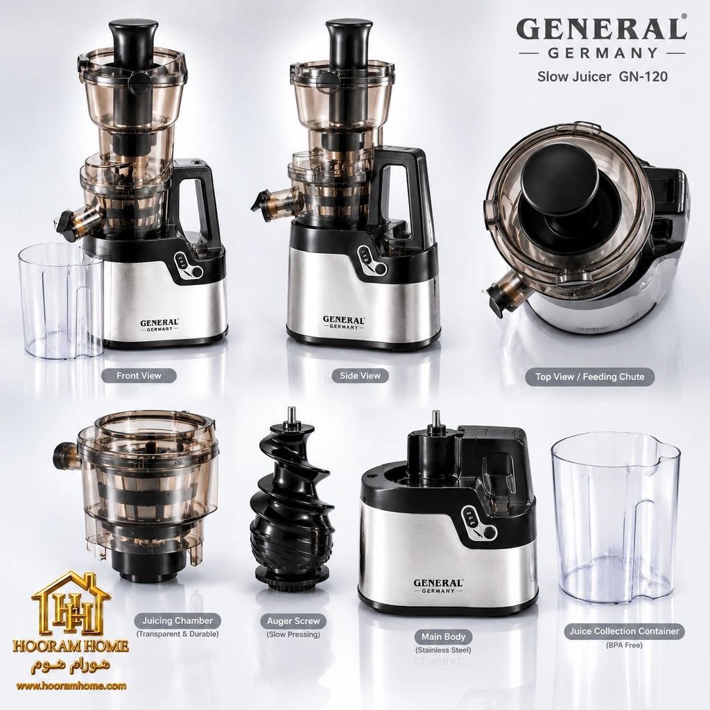 hooram-home-slow-juicer-general-05 عصاره گیر جنرال آلمان مدل GN-120
